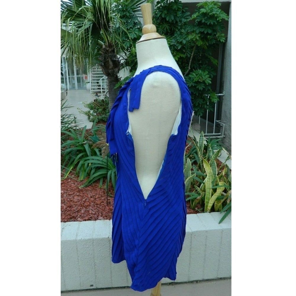 ModCloth One Shoulder Pleated Dress Blue Size M - Picture 8 of 8